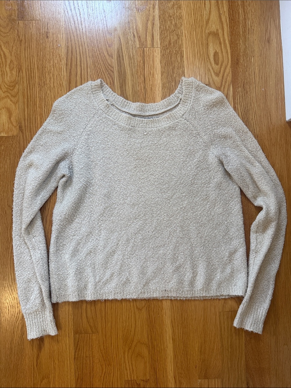 Rubbish Cream Crewneck Textured Knit Sweater